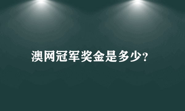 澳网冠军奖金是多少？