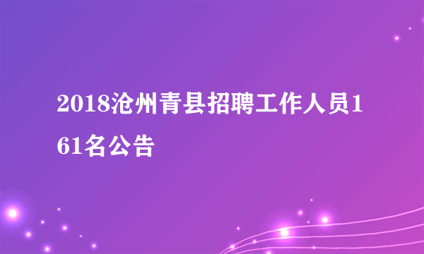 2018沧州青县招聘工作人员161名公告