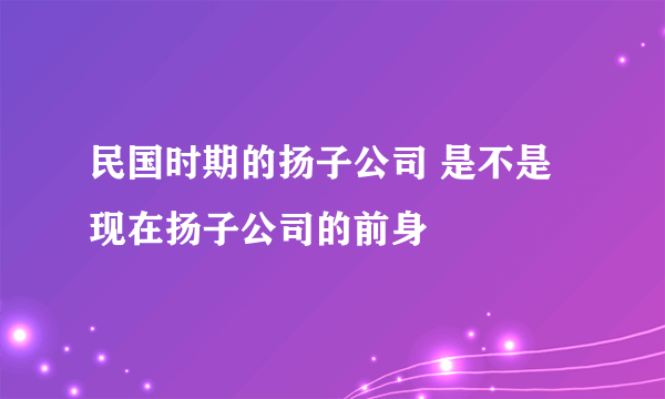 民国时期的扬子公司 是不是现在扬子公司的前身