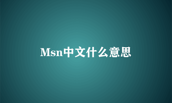 Msn中文什么意思