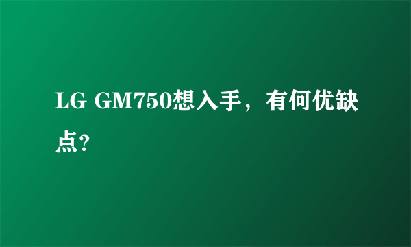 LG GM750想入手，有何优缺点？