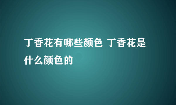 丁香花有哪些颜色 丁香花是什么颜色的