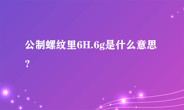 公制螺纹里6H.6g是什么意思？