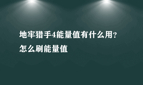 地牢猎手4能量值有什么用？怎么刷能量值