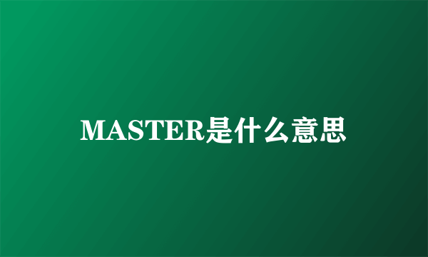 MASTER是什么意思