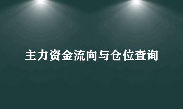 主力资金流向与仓位查询