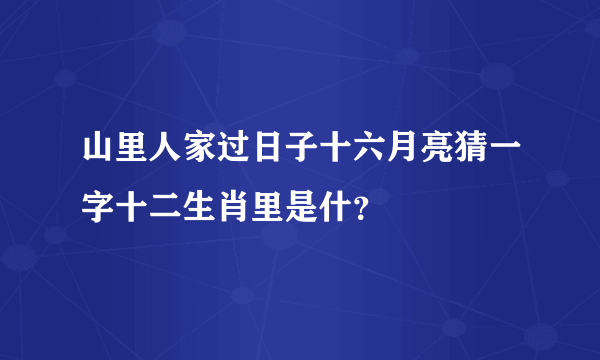 山里人家过日子十六月亮猜一字十二生肖里是什？