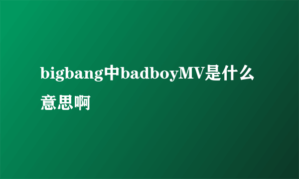 bigbang中badboyMV是什么意思啊