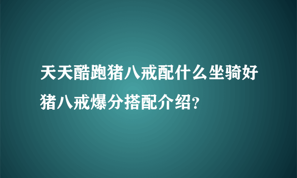 天天酷跑猪八戒配什么坐骑好猪八戒爆分搭配介绍？