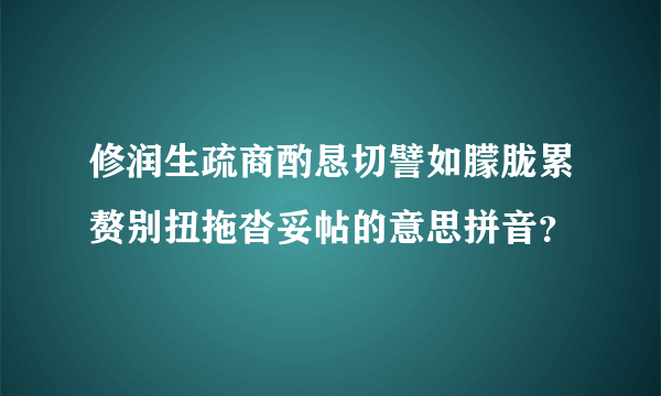 修润生疏商酌恳切譬如朦胧累赘别扭拖沓妥帖的意思拼音？