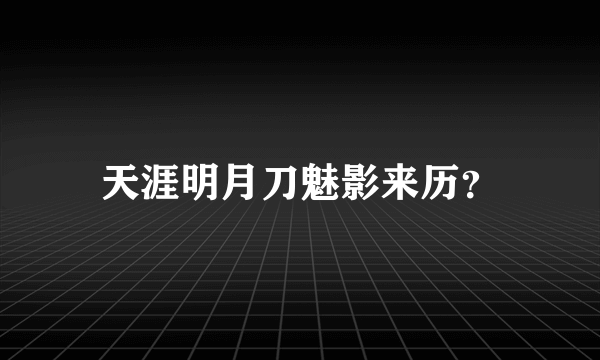 天涯明月刀魅影来历？