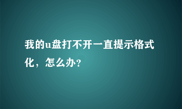 我的u盘打不开一直提示格式化，怎么办？