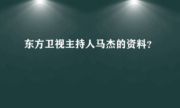 东方卫视主持人马杰的资料？