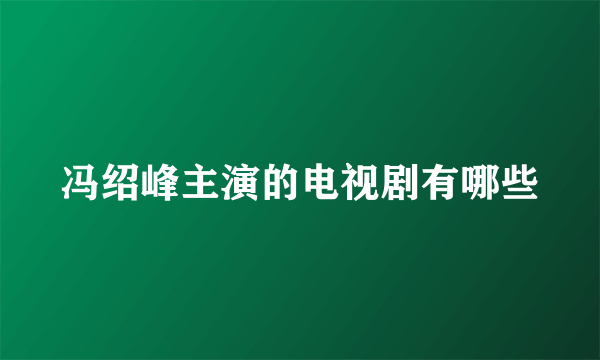 冯绍峰主演的电视剧有哪些