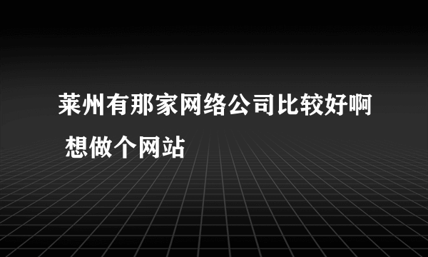 莱州有那家网络公司比较好啊 想做个网站