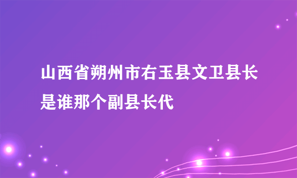 山西省朔州市右玉县文卫县长是谁那个副县长代