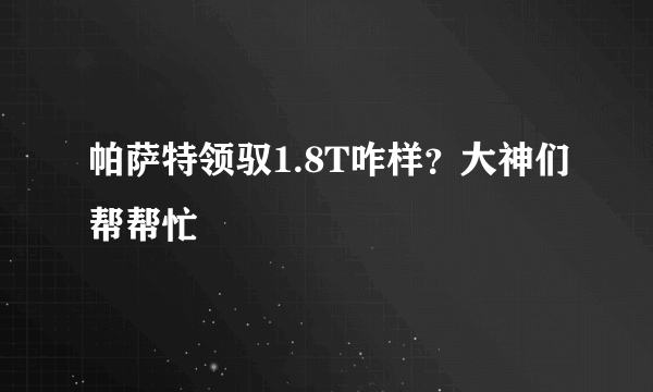 帕萨特领驭1.8T咋样？大神们帮帮忙