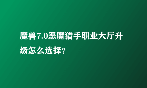 魔兽7.0恶魔猎手职业大厅升级怎么选择？