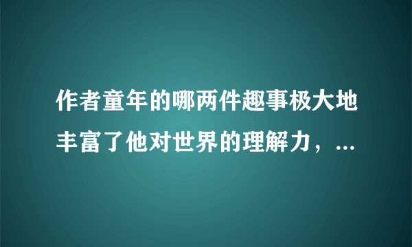 作者童年的哪两件趣事极大地丰富了他对世界的理解力，并且引导他走上成为一个理论物理学家的历程？