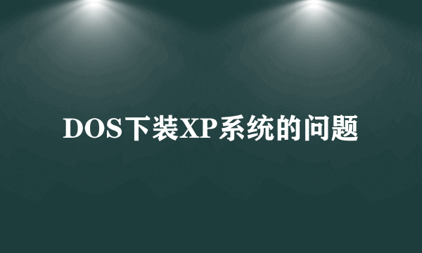 DOS下装XP系统的问题