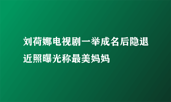 刘荷娜电视剧一举成名后隐退近照曝光称最美妈妈