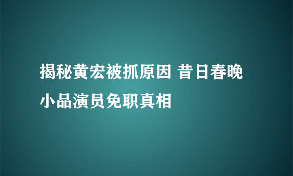 揭秘黄宏被抓原因 昔日春晚小品演员免职真相