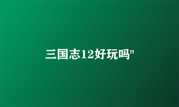 三国志12好玩吗