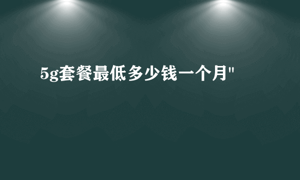 5g套餐最低多少钱一个月