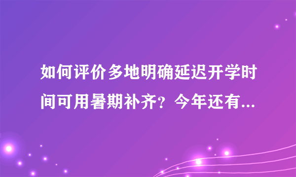 如何评价多地明确延迟开学时间可用暑期补齐？今年还有暑假吗？