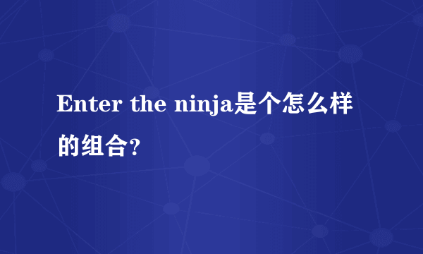 Enter the ninja是个怎么样的组合？