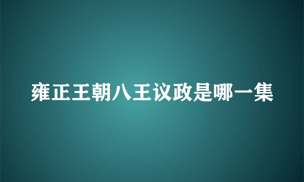 雍正王朝八王议政是哪一集