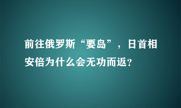 前往俄罗斯“要岛”，日首相安倍为什么会无功而返？