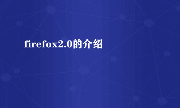 firefox2.0的介绍