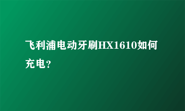 飞利浦电动牙刷HX1610如何充电？