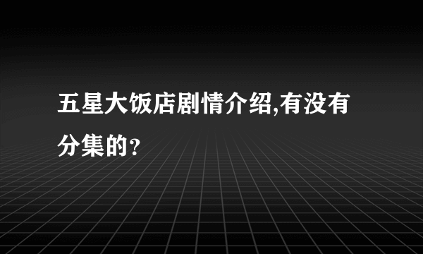 五星大饭店剧情介绍,有没有分集的？