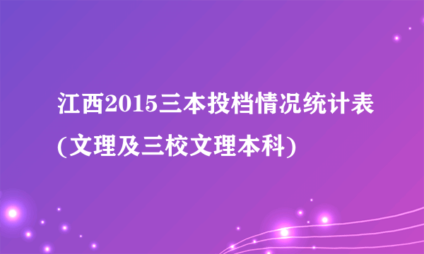 江西2015三本投档情况统计表(文理及三校文理本科)