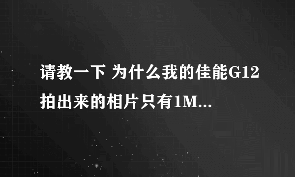 请教一下 为什么我的佳能G12拍出来的相片只有1MB多点？