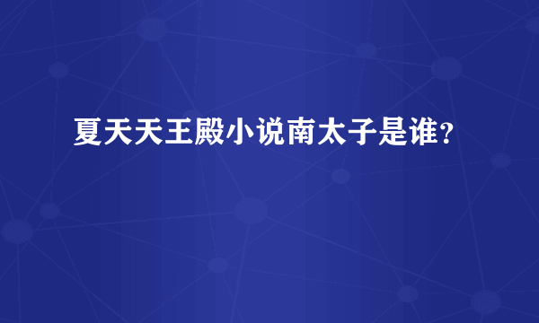 夏天天王殿小说南太子是谁？