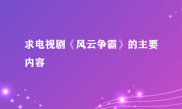 求电视剧《风云争霸》的主要内容