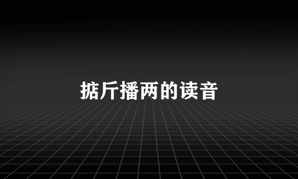 掂斤播两的读音