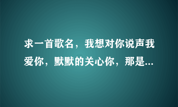 求一首歌名，我想对你说声我爱你，默默的关心你，那是什么歌？