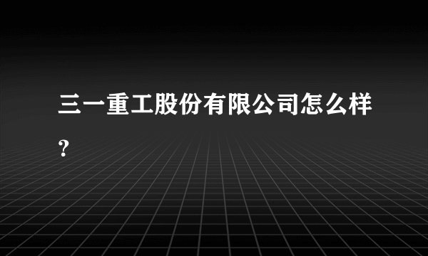 三一重工股份有限公司怎么样？