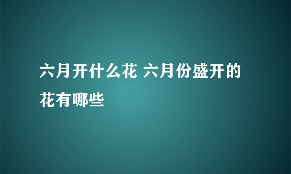 六月开什么花 六月份盛开的花有哪些