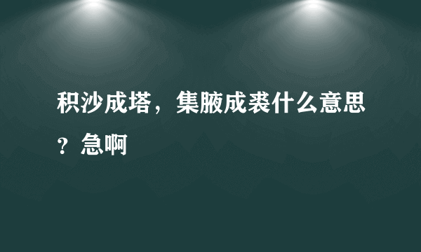 积沙成塔，集腋成裘什么意思？急啊