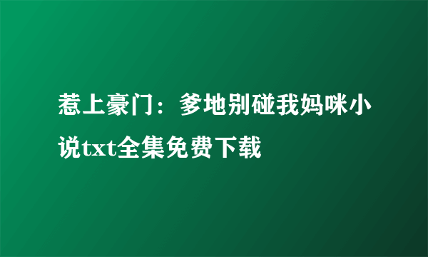 惹上豪门：爹地别碰我妈咪小说txt全集免费下载