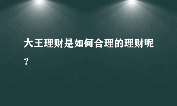 大王理财是如何合理的理财呢？