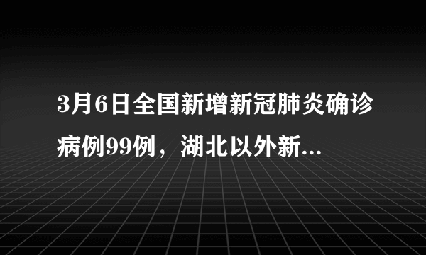 3月6日全国新增新冠肺炎确诊病例99例，湖北以外新增25例，目前防治情况如何？