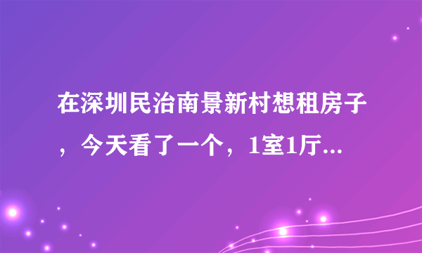 在深圳民治南景新村想租房子，今天看了一个，1室1厅1卫700一个月，不知道贵不贵，是什么都不带的。