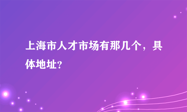 上海市人才市场有那几个，具体地址？