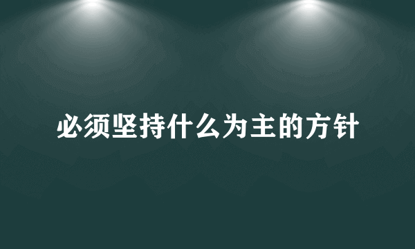 必须坚持什么为主的方针